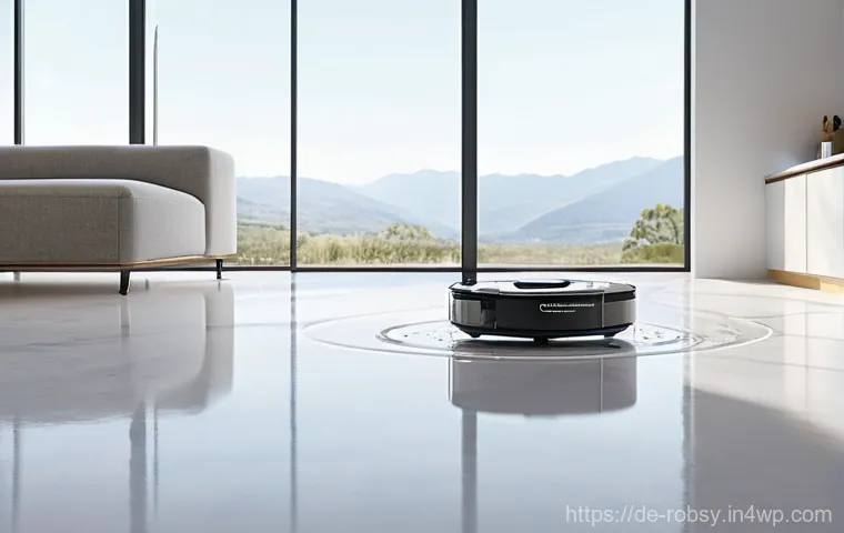 로봇 청소기 선택 가이드와 추천 제품 - **Prompt 1: Intelligent Navigation and Obstacle Avoidance**
    "A sleek, futuristic robot vacuum wi...