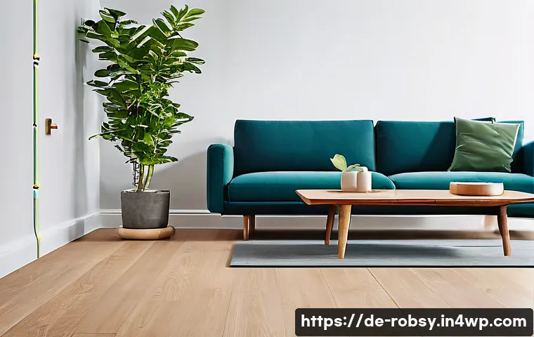 스마트 로봇과 데이터 보안 문제 - **Prompt: "A sleek, futuristic robot vacuum cleaner glides silently across the polished wooden floor...